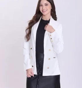 Blazer Emilia Em Malha Estruturada Off Hapuk